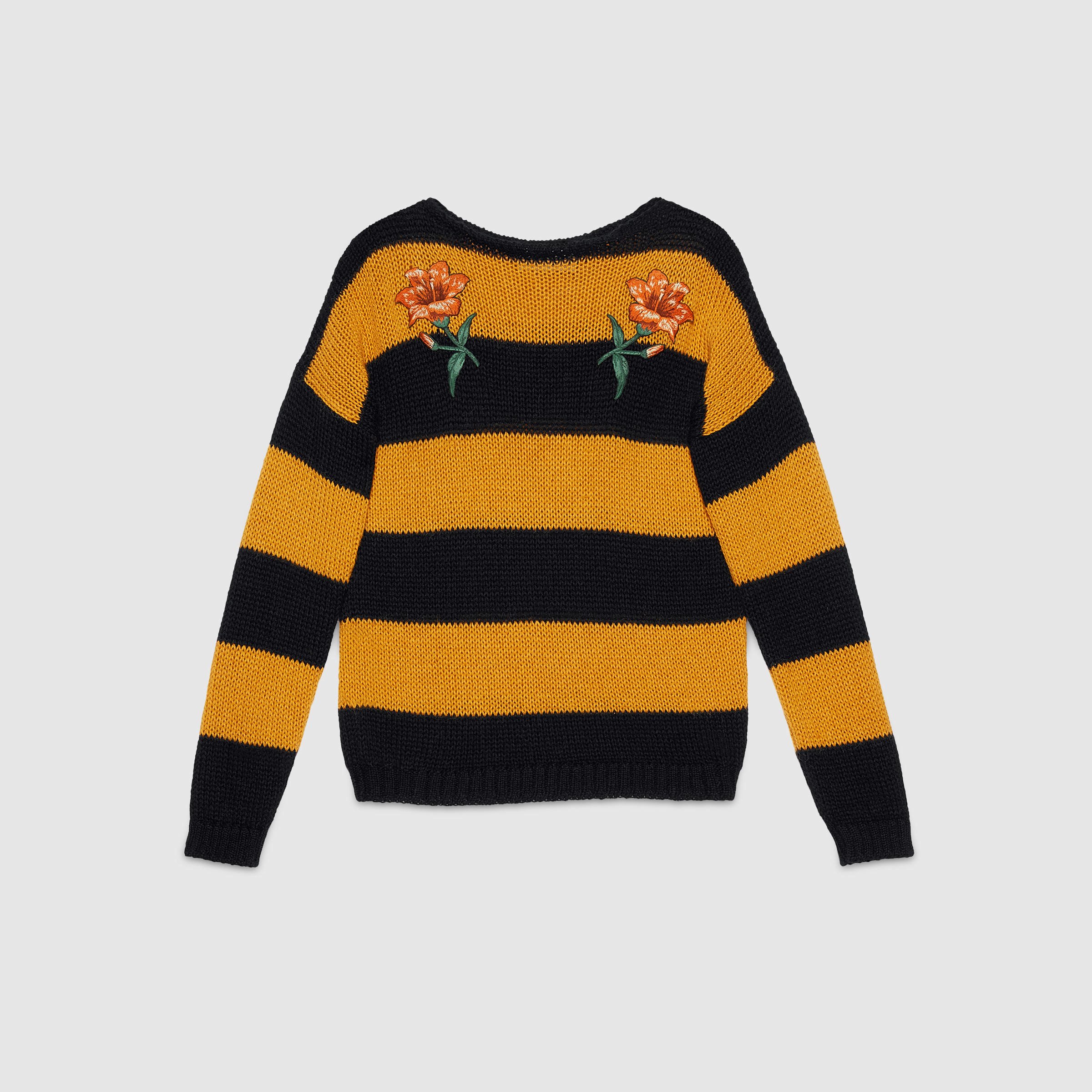 Gucci Sweater With Flower Appliquã©s in Black for Men | Lyst